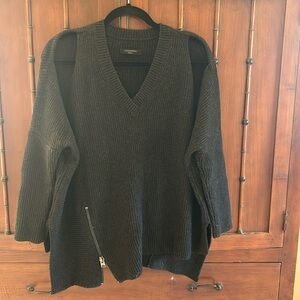 All Saints wool/alpaca blend black asymmetrical sweater with cold shoulder